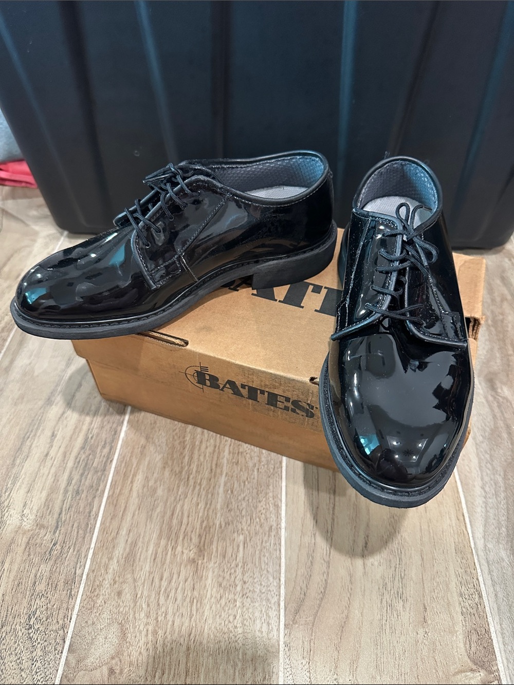 Bates Black Patent Leather Derby Shoes